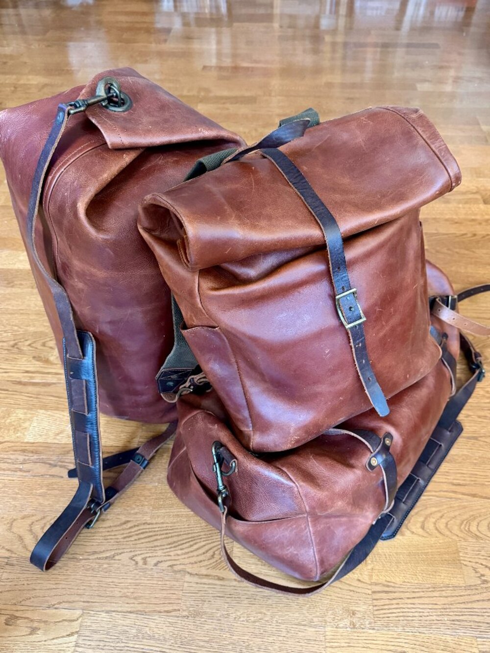 Whipping Post three-piece luggage set brown leather